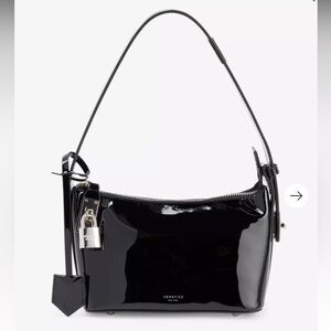 Vegan Leather Glossy Black Shoulder Bag